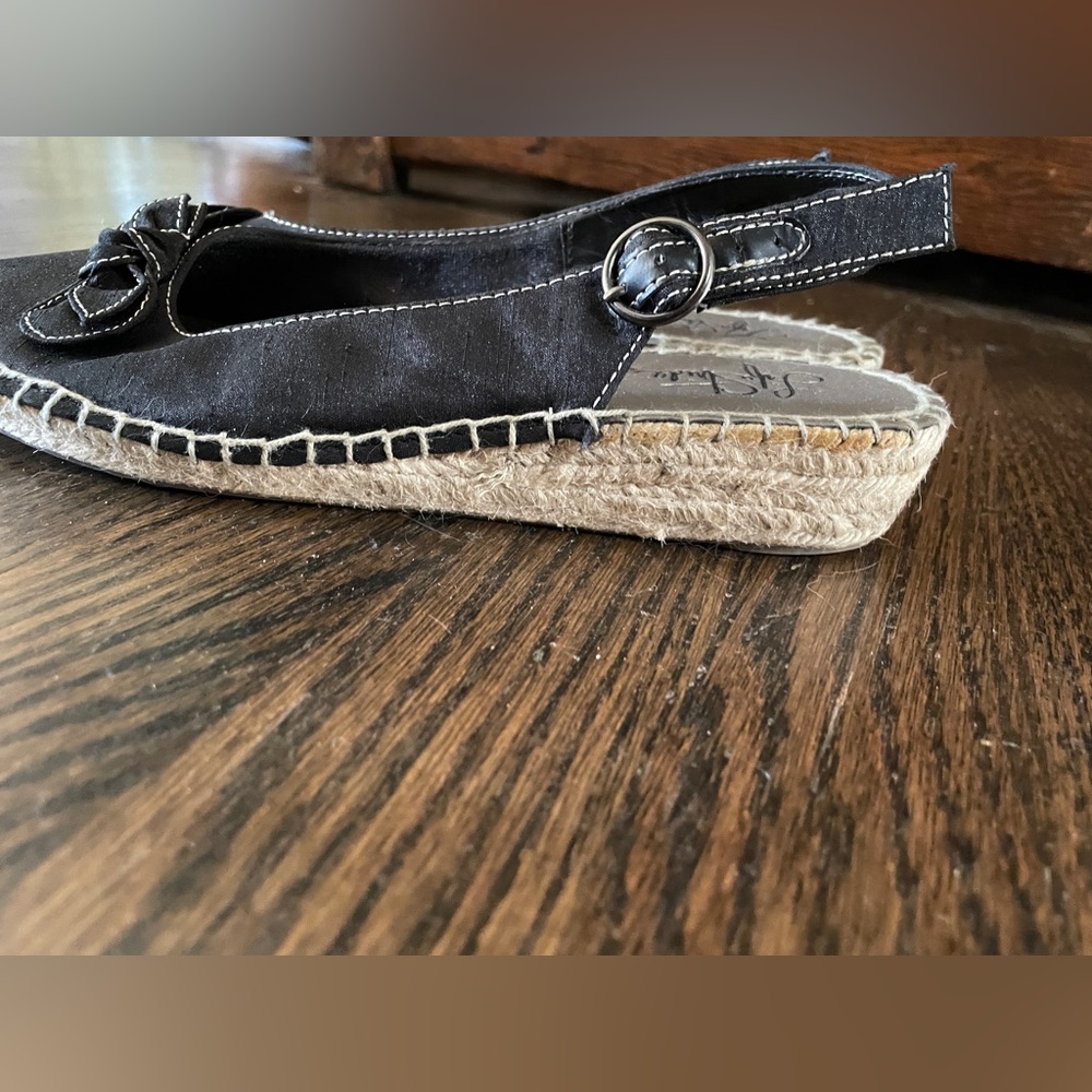 Life Stride Rica Too black slingback espadrille with jute wedge heel, size 7.5 - Picture 3 of 8